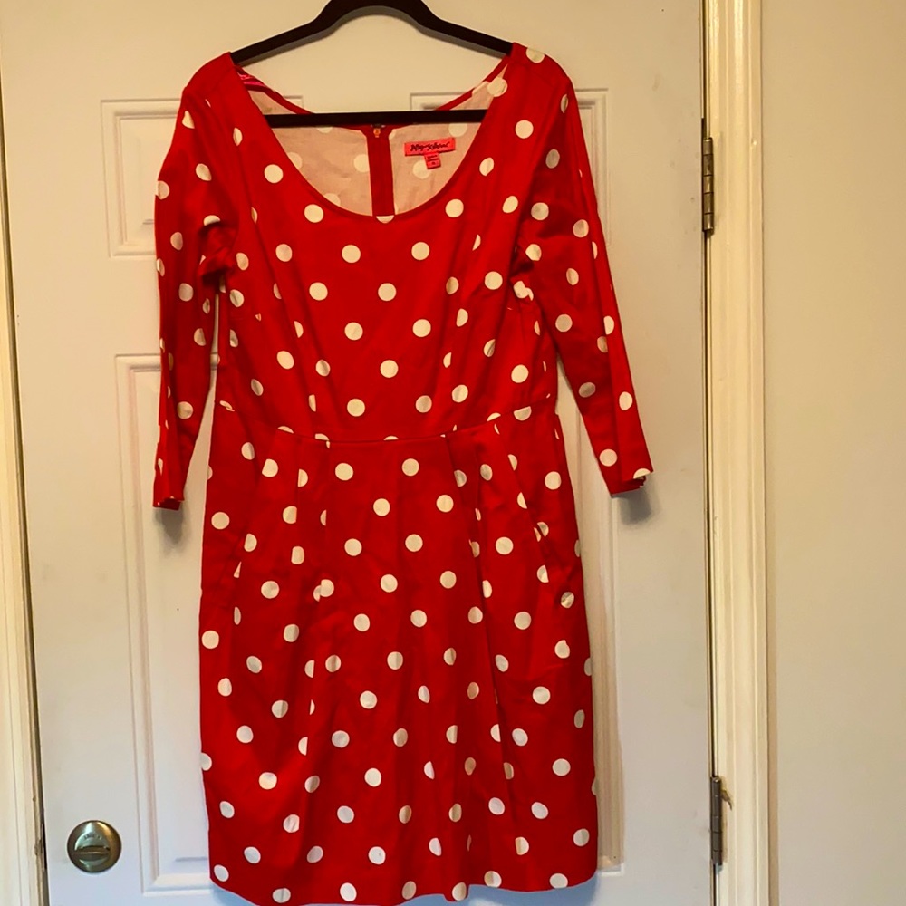 Vintage Betsy Johnson polka dot red dress 12